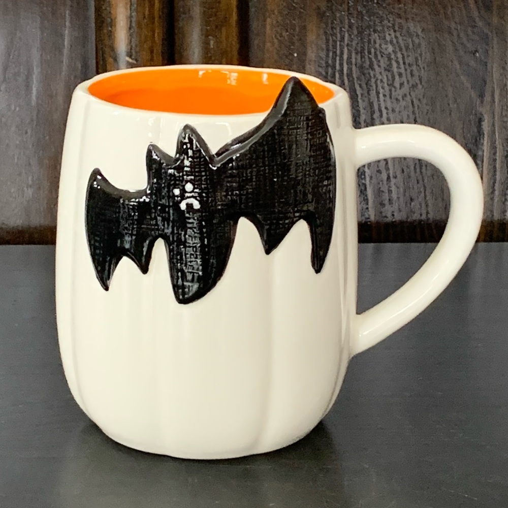 Embossed Black Bat Halloween Mug Potter’s Studio